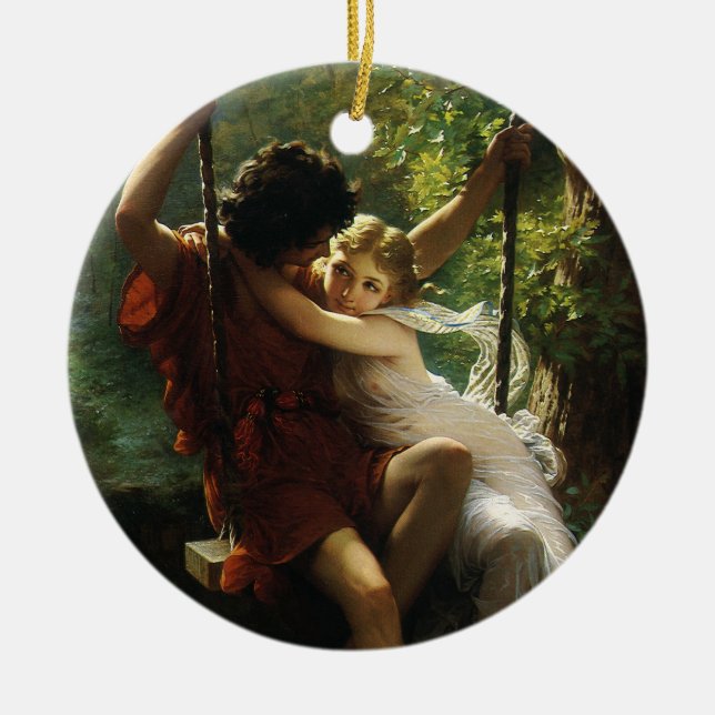Lovers on a Swing. Spring by Pierre Auguste Cot Ceramic Ornament (Front)