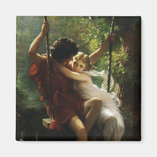 Lovers on a Swing. Spring by Pierre Auguste Cot Magnet (Front)