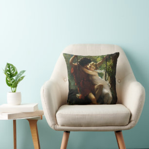 Lovers on a Swing. Spring by Pierre Auguste Cot Throw Pillow