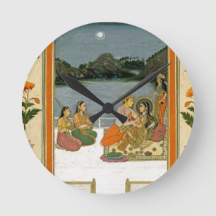 Lovers on a terrace by a moonlit lake, from the Sm Round Clock