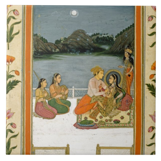 Lovers on a terrace by a moonlit lake, from the Sm Tile (Front)