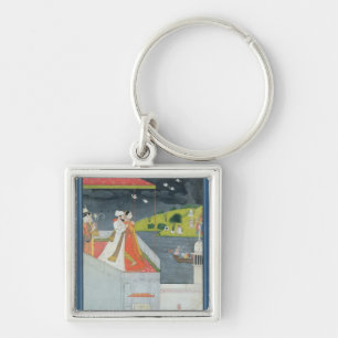 Lovers on a Terrace, c.1780-1800 Keychain