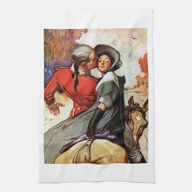Lovers on Horseback Kitchen Towel (Vertical)