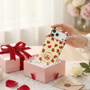 lovers Red heart on classy beige Custom Monogram