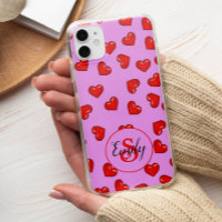 lovers Red heart on stylish purple monogrammed