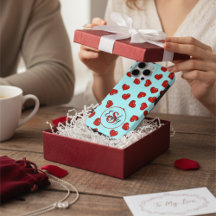 lovers Red heart pattern on Blue Custom Monogram