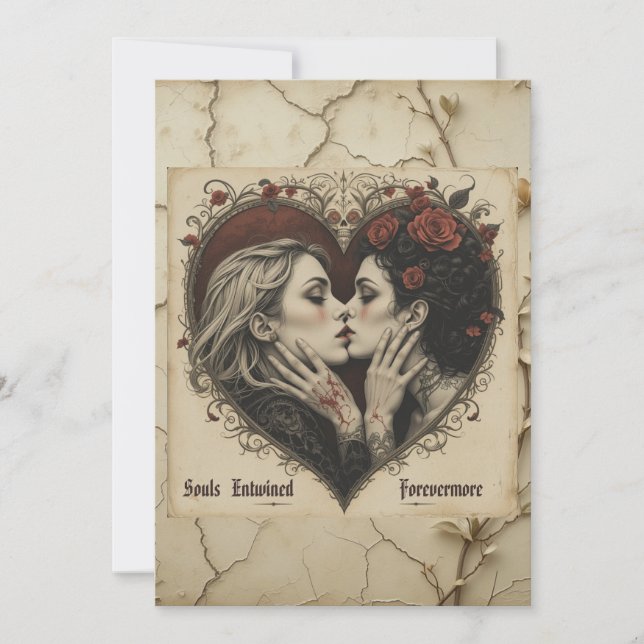 'Lovers & Roses' - Flat Valentine Card (Front)