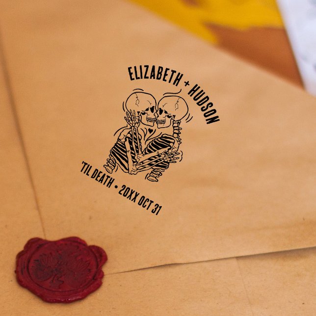 Lovers Skeletons Gothic Wedding DIY Party Favours Self-inking Stamp (Creator Uploaded)