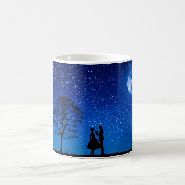 Lovers under a full moon   coffee mug (Center)