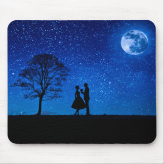 Lovers under a full moon mouse pad