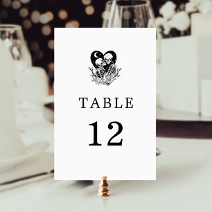 Lovers Until Death Skeletons & Roses Table Number