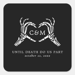 Lovers Until Death Skeletons & Roses Wedding Square Sticker