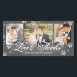 Loves and Thanks Chalkboard Snowflake 3-Photo Thank You Card<br><div class="desc">Winter themed thank you card perfect for newlyweds to send out during the winter or as a holiday card.</div>