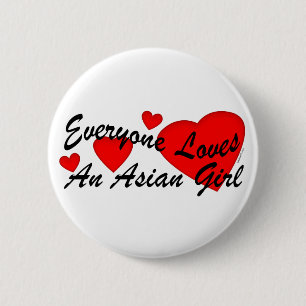 Loves Asian Girl Button