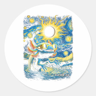 Loves Axolotls Solar Eclipse Vintage Starry Night Classic Round Sticker