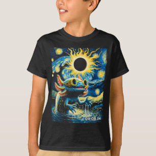 Loves Axolotls Solar Eclipse Vintage Starry Night T-Shirt