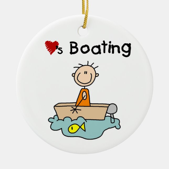 Loves Boating Ceramic Ornament (Front)