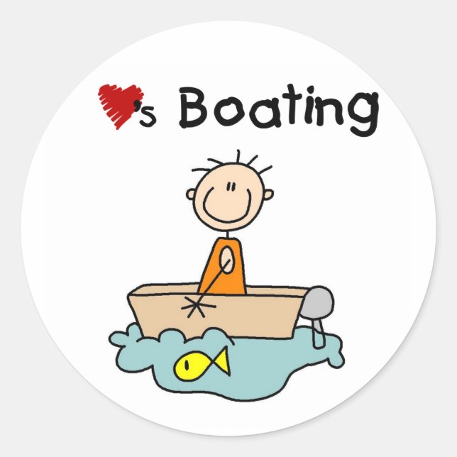 Loves Boating Classic Round Sticker (Front)