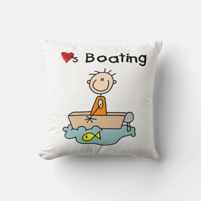 Loves Boating Throw Pillow (Front)