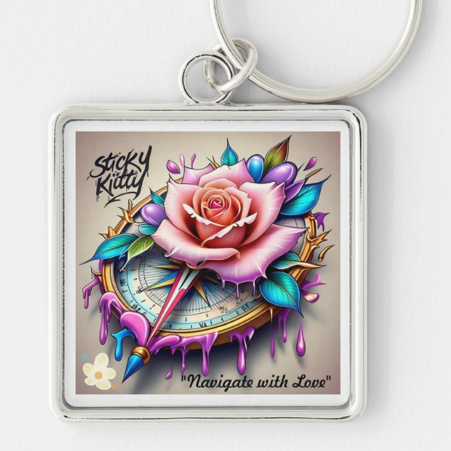 "Love's Direction in Bloom" Keychain (Front)