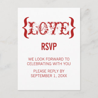 Love's Embrace RSVP Postcard, Red Invitation Postcard