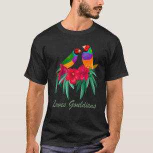 Loves Gouldians Colourful Watercolor Bird Artwork T-Shirt