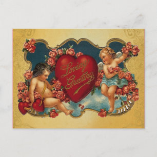 Loves Greeting Vintage Cupid Valentine Holiday Postcard