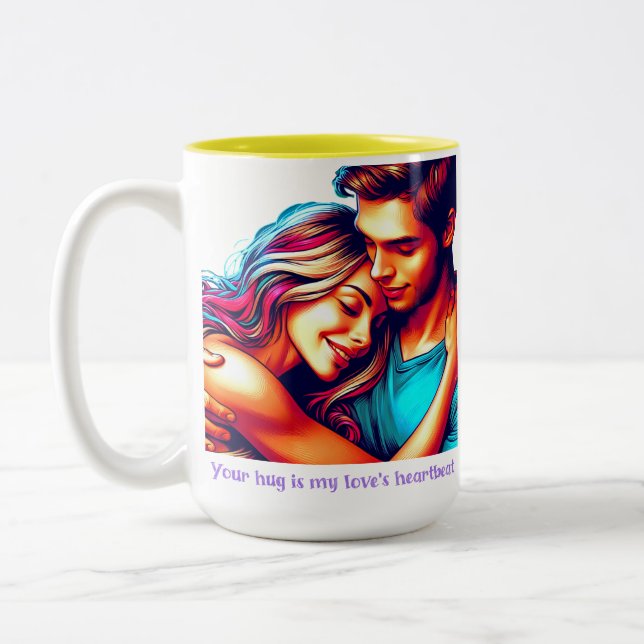 Loves Heartbeat Two-Tone Coffee Mug (Left)
