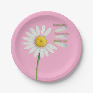 Loves Me, Loves Me Not Daisy – Romantic Watercolor Paper Plate