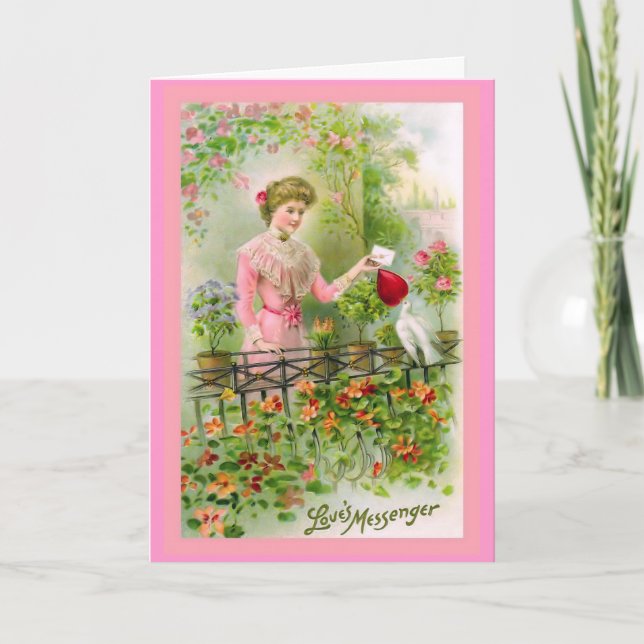 "Love's Messenger" Vintage Valentine Holiday Card (Front)