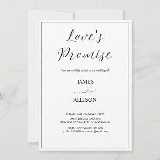 Love's Promise Elegant Minimalist Simple wedding Invitation