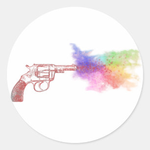 love's smokin' gun : rainbow : classic round sticker