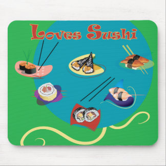 Loves sushi mouse pad