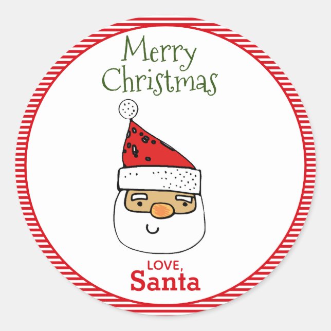 LoveSanta Whimsical Santa With Hat Christmas Classic Round Sticker (Front)