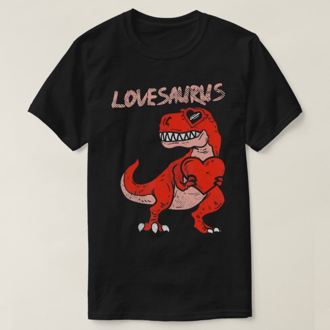 Lovesaurus Tre Dinosaur Heart Cute Valentines Day  T-Shirt (Design Front)