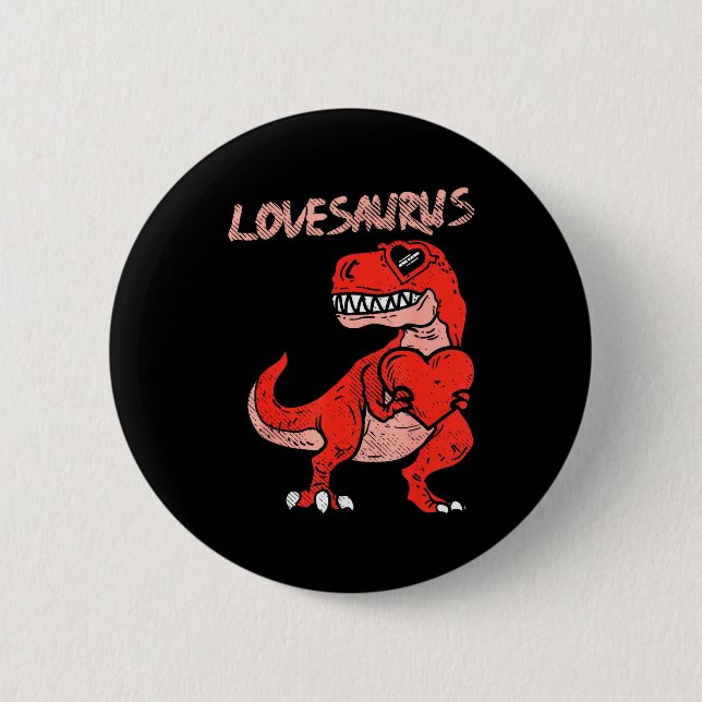Lovesaurus Trex Dinosaur Heart Cute Valentines Day 2 Inch Round Button (Front)