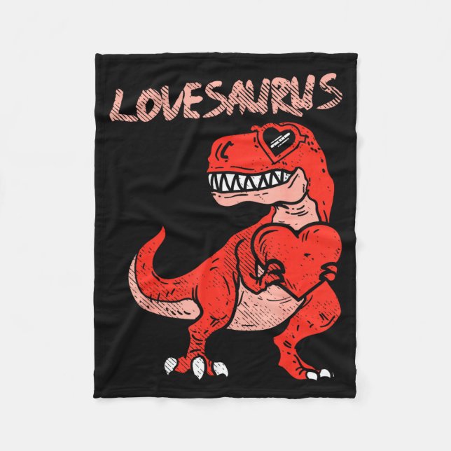 Lovesaurus Trex Dinosaur Heart Cute Valentines Day Fleece Blanket (Front)