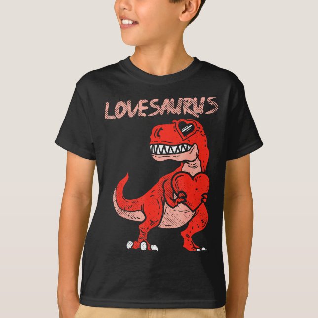 Lovesaurus Trex Dinosaur Heart Cute Valentines Day T-Shirt (Front)