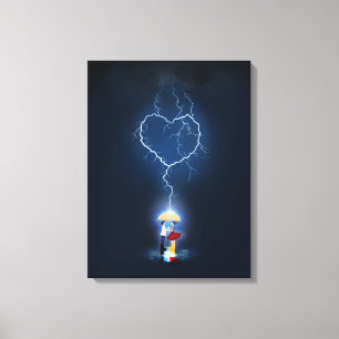 "Lovestruck" Romantic Moment Under an Umbrella Canvas Print