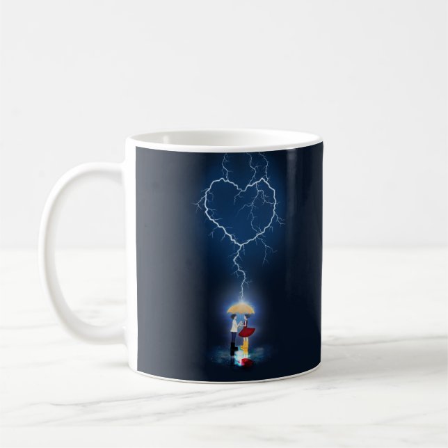 "Lovestruck" Romantic Moment Under an Umbrella Coffee Mug (Left)