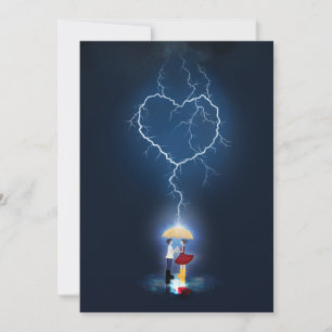 "Lovestruck" Romantic Moment Under an Umbrella Invitation