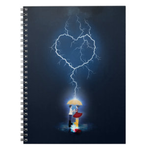 "Lovestruck" Romantic Moment Under an Umbrella Notebook