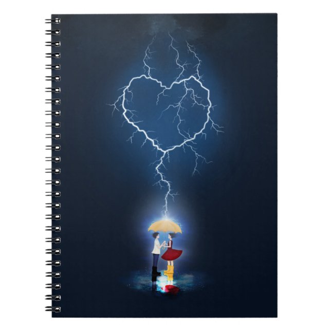 "Lovestruck" Romantic Moment Under an Umbrella Notebook (Front)