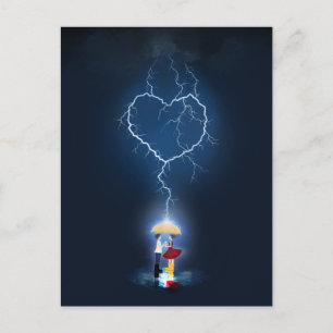 "Lovestruck" Romantic Moment Under an Umbrella Postcard