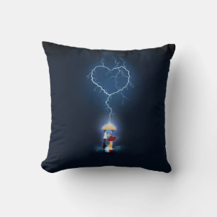 "Lovestruck" Romantic Moment Under an Umbrella Throw Pillow