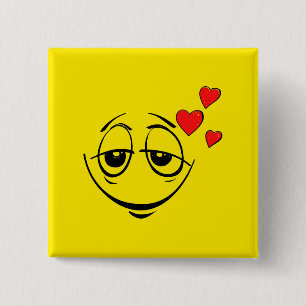 Lovestruck Yellow Face 2 Inch Square Button