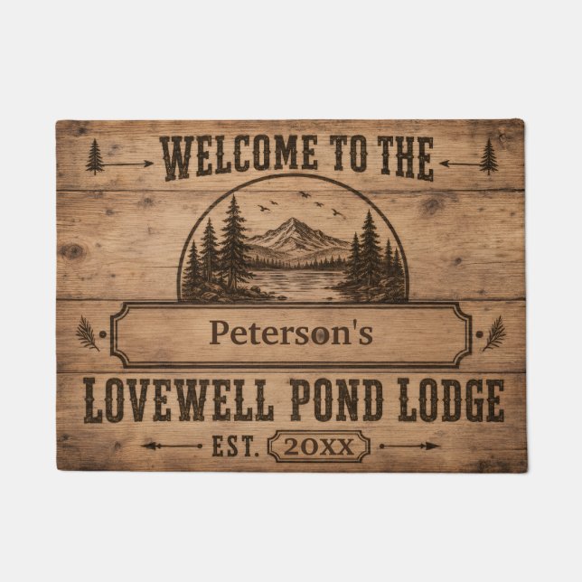 Lovewell Pond Lodge Personalized Doormat (Front)