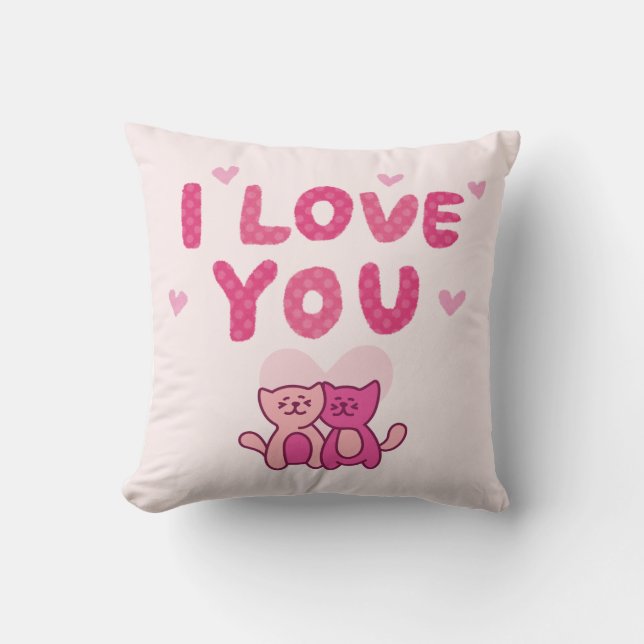 Lovey Dovey Coussin de chat - Coussin mignon Coupl (Recto)
