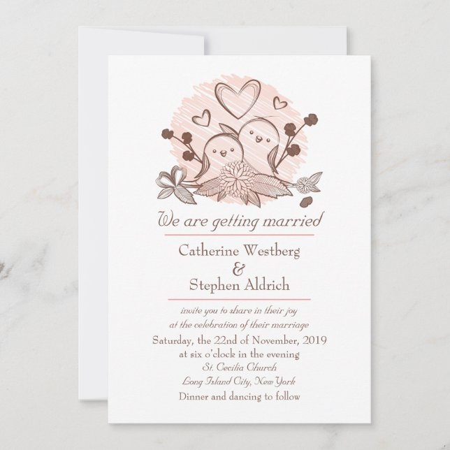 Lovier Rose Et Faire-part de mariage Brown (Devant)