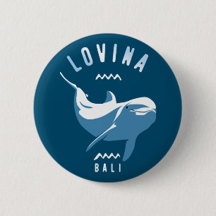 Lovina Bali - Swimming With Dolphins T-Shirt 2 Inch Round Button